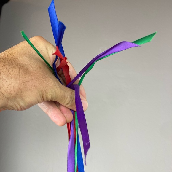 Italian Satin Rainbow Stripe Pumps with Ribbon Ties - Colorful Heels - Size 6 - Picture 6 of 10